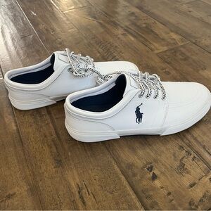 Polo Ralph Lauren Men's WHITE Leather Sneaker Faxon Low cut Fashion